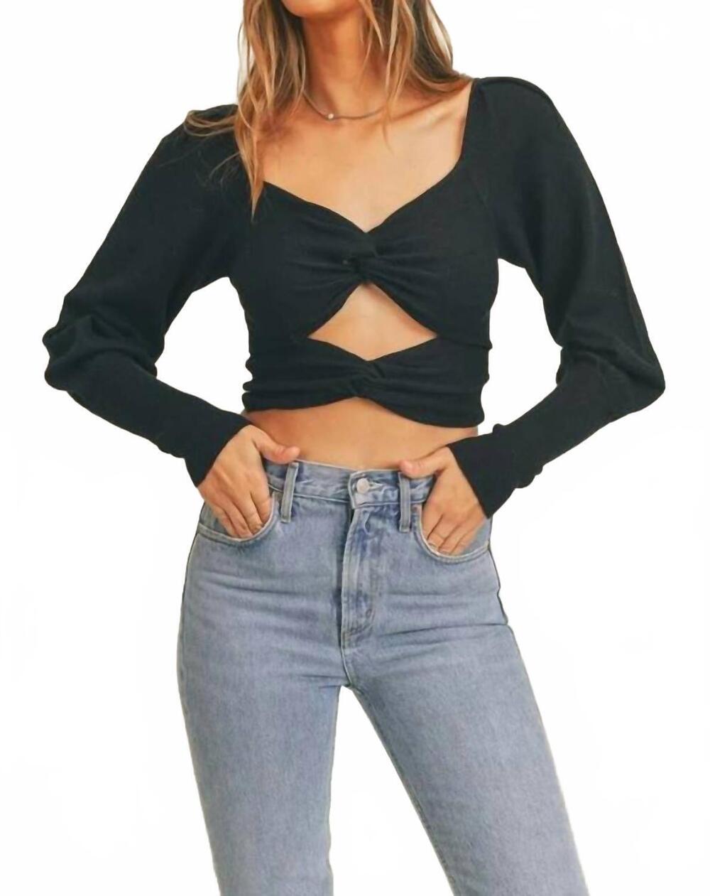 NEW LPA ayla long sleeve top in black